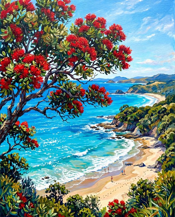 Pōhutukawa Summer by Tama Hetaraka